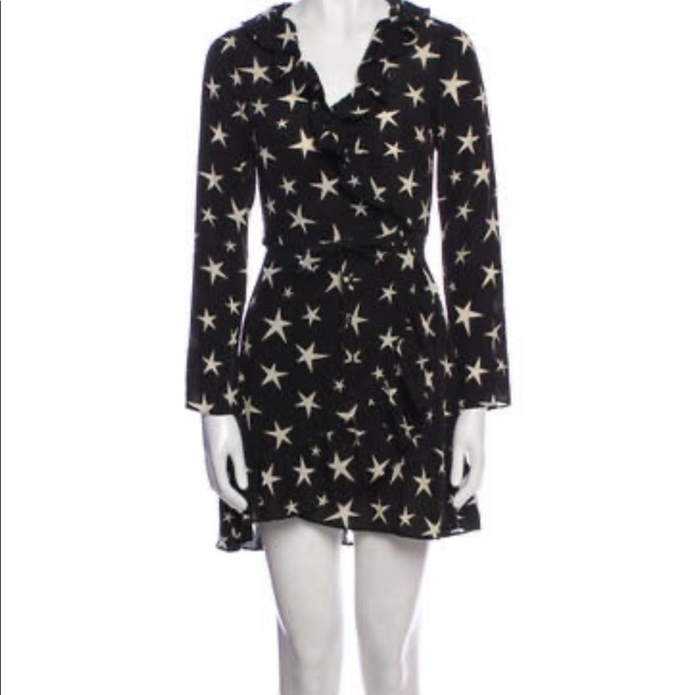 Realisation par wrap dress black and white stars